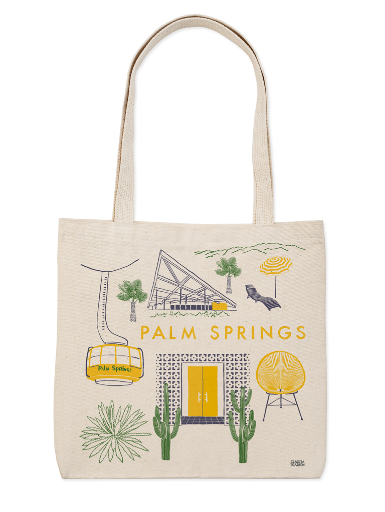 Palm Springs, California, Palm Trees, Pride Rainbow, Lantern Press Artwork,  Tote Bag
