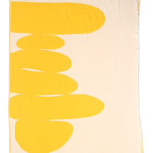 Abstract yellow shapes on a white background.