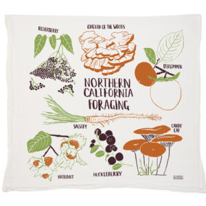 Illustrated guide to Northern California foraging with edible plants and mushrooms.