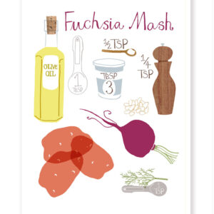 Illustration of ingredients for making fuchsia mash.