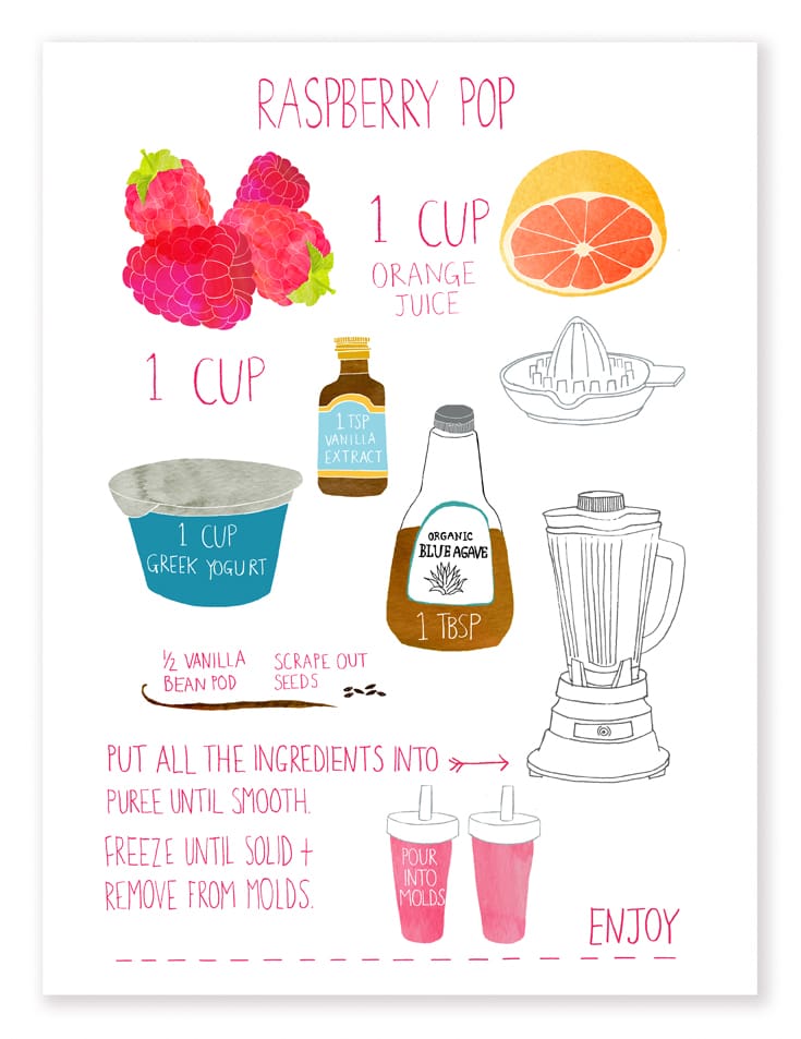 Illustrated recipe ingredients for a grapefruit smoothie.